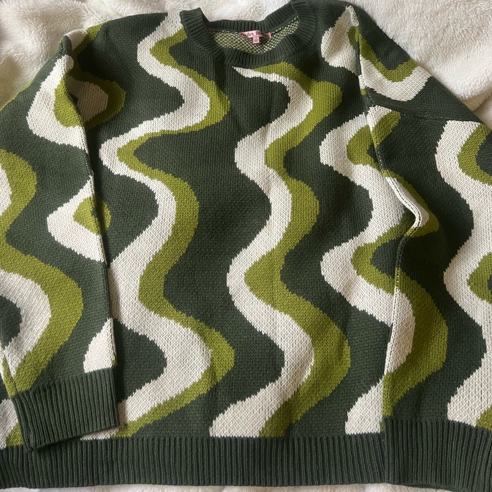 green oversized sweater